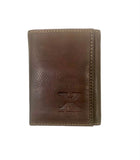 Tri-fold Brown Leather Wallet - Embossed with X