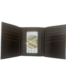 Tri-fold Brown Leather Wallet - Embossed with X