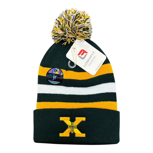 Logofit Toboggan Youth Striped Knit Cuff w/Pom