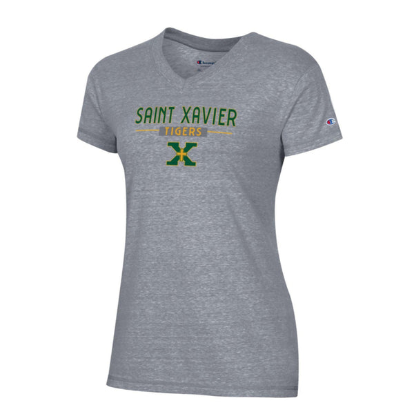 Tee Champion Women's V-Neck Heather Gray