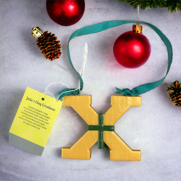 Clay Ornament - Tiger Stripe, Gold X